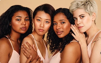 portrait-friends-standing-against-beige-background 1